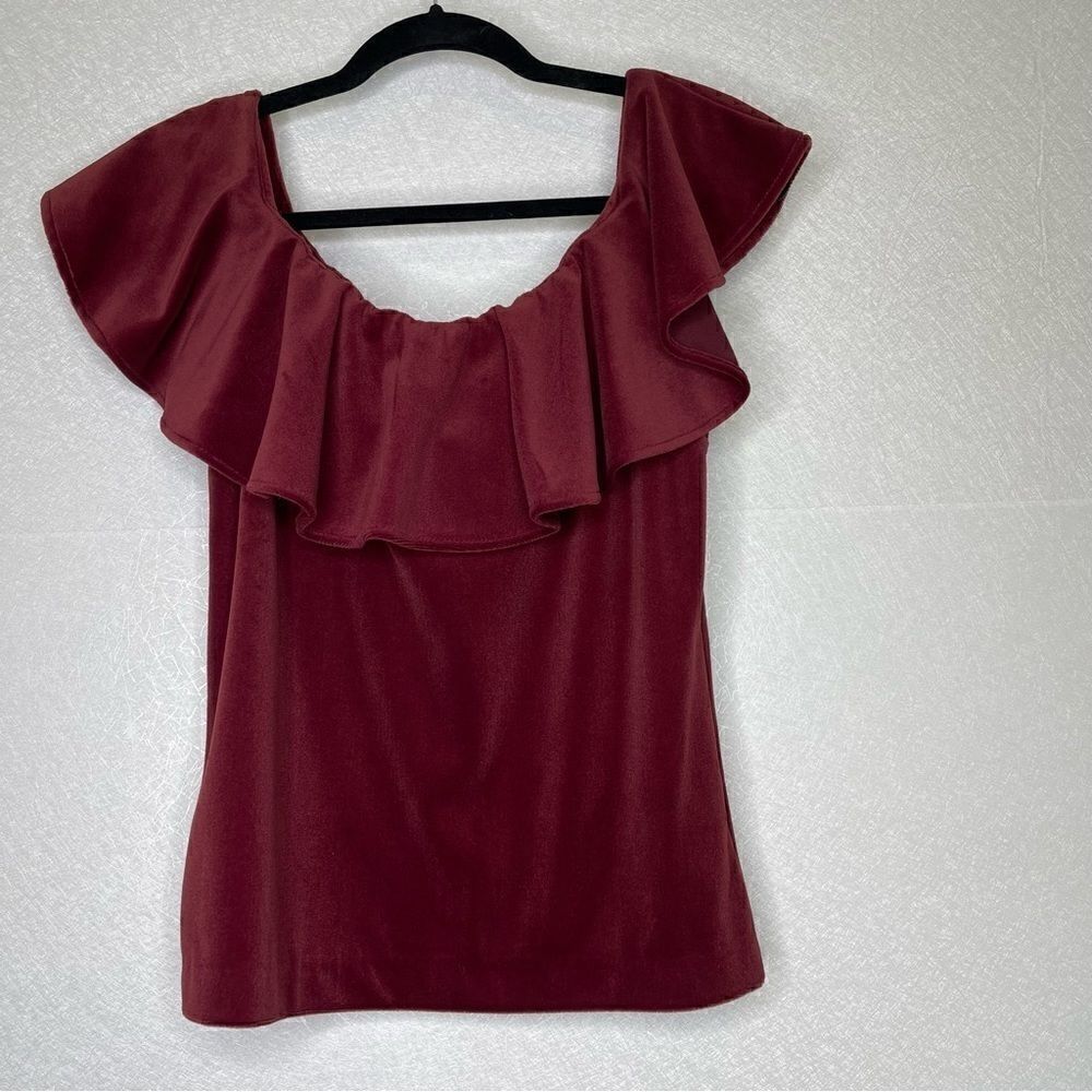 Yves Saint Laurent Vintage Velvet Off the Shoulder Ruffle Top